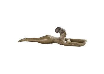 Spoon in the form of a nude girl swimming with a rectangular basin in front of her